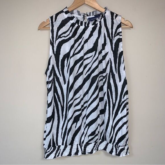 🆕 Zebra Tank TOp WOmen’s XL Animal Stripe Sleeveless Shirt SUmmer Lightweight - Picture 1 of 7
